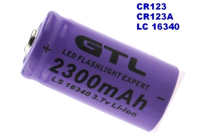 Аккумулятор CR123A, CR123, LR123A, 16340 GTL 2300 mAh (цена за 1 штуку)