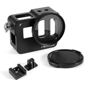 Алюминиевый корпус для экшн камер GoPro Hero 5, 6, 7 с фильтром 52 UV и крышкой (код № XTGP433)