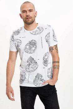 Футболка Defacto с черепами Design Futures XL Белая (DeF T-shirt -7012-3)