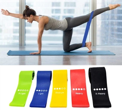 Резинка для фітнесу та спорту Fit Simplity (еластична стрічка) набір 5 шт