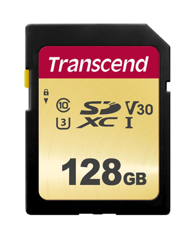 Карта памяти Transcend SDXC 128GB UHS-I U3 V30 (TS128GSDC500S)