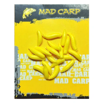 Силиконовый опарыш Mad Carp желтый 14*4мм, 20шт