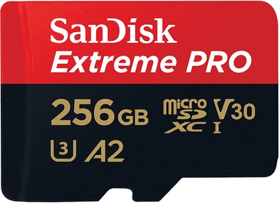 Карта памяти SanDisk 256 GB microSDXC UHS-I U3 Extreme Pro + SD Adapter SDSQXCD-256G-GN6MA