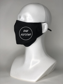 Защитная маска для лица Prof Kit (без клапана) с угольным фильтром (4 фильтра в комплекте) с нанесением логотипа Черная L/XL
