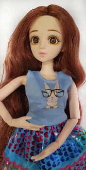 Кукла BJD с 3D глазами карого цвета с длинными коричневыми волосами 30 см K002