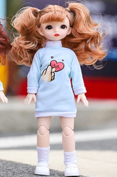 Кукла BJD с 3D глазами карого цвета с двумя хвостиками 30 см K0003