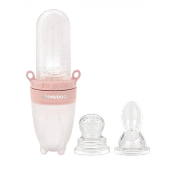 Силиконовая бутылочка с ложечкой и дозатор пюре Kikka Boo 2 в 1 Pink (31302020092)