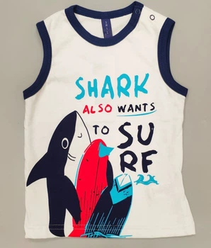 Майка для мальчика Smil 110590 Surffriends 74р. Белый
