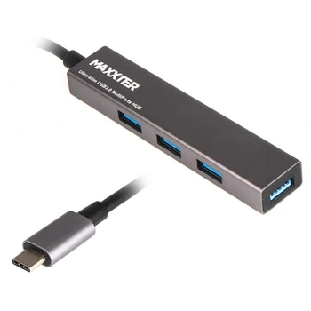 USB-Хаб Maxxter USB 3.0 Type-C HU3С-4P-02 на 4 порти, метал, темно-сірий (HU3С-4P-02)