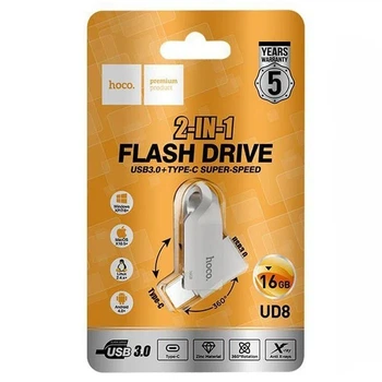Флеш – накопитель Hoco UD8 Smart Type-C 3.0 цинковый сплав 16Gb