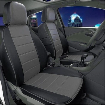 Комплект модельных чехлов AMI.AUTO из германской экокожи черно-серые кант на Мазда СХ5 (Mazda CX 5) 2012-2014 кроссовер