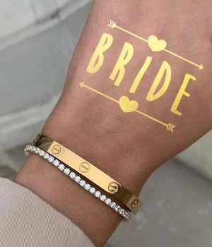 Флеш тату для невесты на девичник "Bride" з двома сердцями (B503)