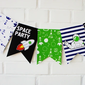 Гірлянда з прапорців "SPACE PARTY" Happy Moments 12 прапорців (SPACE-1)