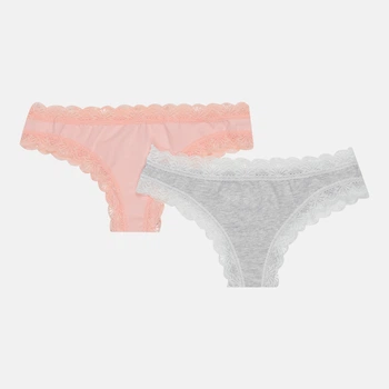 Набор трусиков танга женских Fashion Lady Tan Tanga F 13890384-3 L 2 шт Серый/Персиковый (3349610012872)