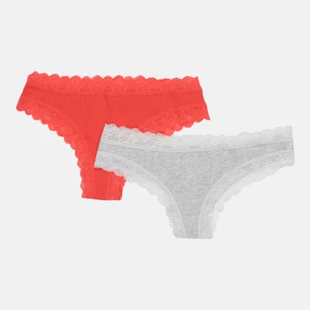 Набір жіночих трусиків танга Fashion Lady Tan Tanga F 13890384-4 M 2 шт Сірий/Червоний (3349610012902)