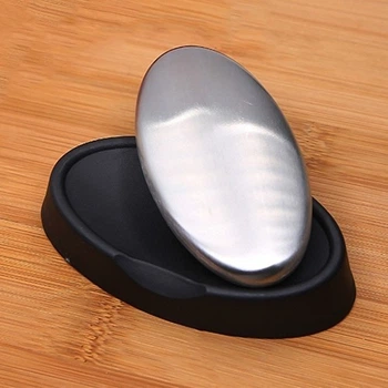 Стальное мыло с подставкой Anex Steel Soap удаляет запах лука чеснока рыбы