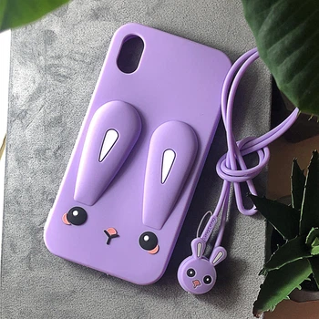 Чехол Funny-Bunny для Iphone XS бампер резиновый заяц Сиреневый