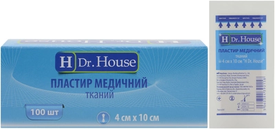 Пластир медичний тканинний H Dr. House 4 см х 10 см (5060384392158)