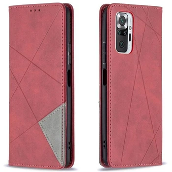 Чехол-книжка с кармашками UniCase Geometric Pattern для Xiaomi Redmi Note 10 Pro - Red