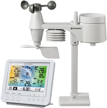 Метеостанция Bresser Weather Center 5-in-1 Wi-Fi Profi Sensor Color White