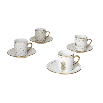 Кофейный сервиз Tognana Relax Natale Oro, 80 мл, 4 персоны, фарфор, белый (OT085059253)