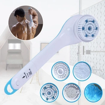 Массажная щетка Spin Spa Brush для тела электрическая +5 насадок Голубая (11669)