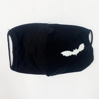 Захисна маска для обличчя 4PROFI багаторазова з люмінісцентним принтом кажан чорна бавовна 14752