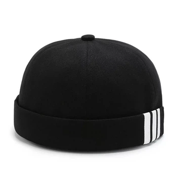 Кепка Докер логотип 3 смужки (docker cap, міні біні, безкозирка) без козирка Чорний, Унісекс WUKE One size