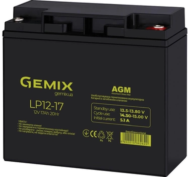 Аккумуляторная батарея Gemix 12V 17Ah AGM (LP1217)
