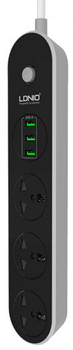 Сетевой фильтр-удлинитель LDNIO SC3301 3 розетки/3 USB 1.6 м Black-Grey(SC3301)
