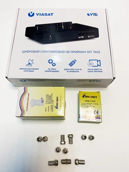 Спутниковый ресивер(тюнер) Viasat Strong SRT 7602 оператора ТВ Виасат и комплект разъемов с DiSEqC и конвертером (ремкомплект)