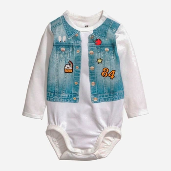 Дитячий боді для новонароджених H&M KEL4131143 56 см Білий/Синій (Er_2000000266602)