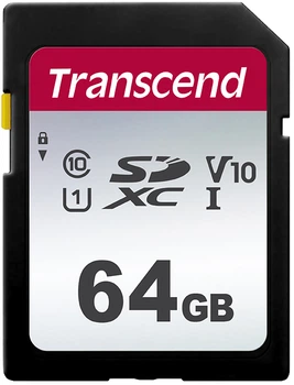 Карта памяти Transcend 300S SDXC 64GB Class 10 UHS-I U1 V10 (TS64GSDC300S)