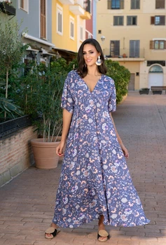 Широкое платье длинное в пол Indiano 21NI-368 V M/L Принт