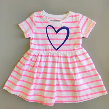 Летнее платье Minoti Stripe Heart 13146 92см Белый в розовую полоску