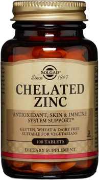 Дієтична добавка Solgar Цинк Хелат, Chelated Zinc, 100 таблеток (0033984008007)