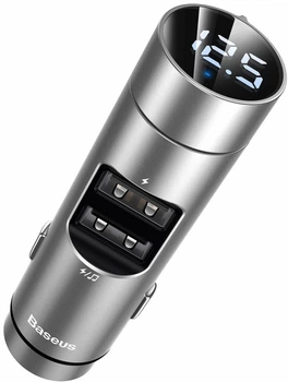 FM-модулятор (трансмиттер) Baseus Energy Column BS-01 (Bluetooth, MP3) c функцией зарядного устройства Silver