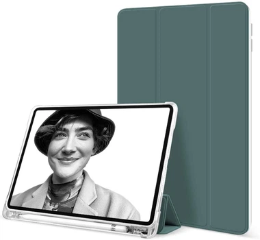 Силиконовый чехол обложка Transparent + Pencil Holder BBM1 для iPad Pro 12.9’’ 2021/2022 Темно-зеленый
