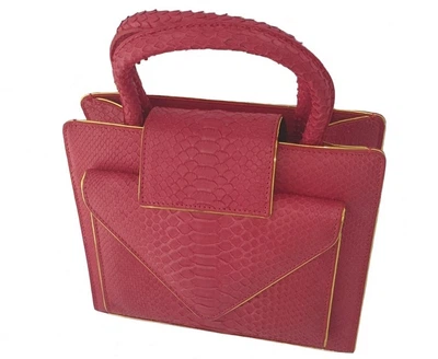 Сумка Snake Leather из кожи змеи красная матовая