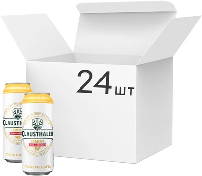 Упаковка пива Clausthaler Lemon світле фільтроване безалкогольне 0.25% 0.5 л х 24 шт. (4053400204918)
