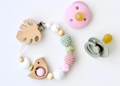 Прорезыватель - держатель для пустышки Babymall Pink Birdie