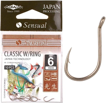 Крючок Mikado Sensual Classic With Ring №12 (ушко) 10 шт (bronze) (HS039-12LBR)