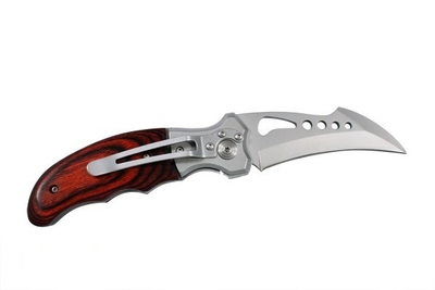 Нож Stinger с фиксатором, деревянной рукояткой и клипом на пояс