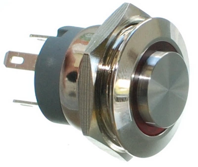 Кнопка антивандальная VJ Parts d22mm резьба 19mm h20mm 4 контакта индикация, арт.кн555