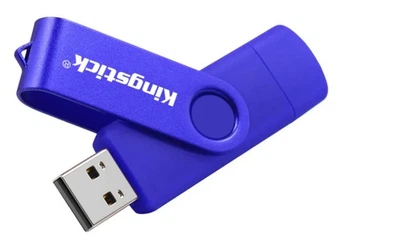 USB Флешка 2в1 128ГБ TYPE-C/USB 2.0 для телефона, компьютера OTG Kingstick 128GB Синий