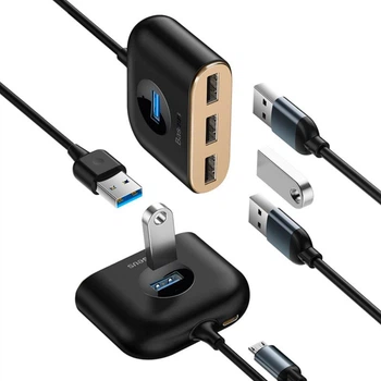 HUB адаптер Baseus Square Round USB 3.0 to USB 2.0 3-ports переходник хаб (CAHUB-AY01)