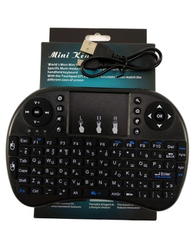 Клавиатура беспроводная UKC Mini i8 русская аккумуляторная с TouchPad Черная