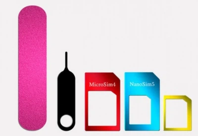 Переходники для сим карты 5 в 1 (адаптер Nano Sim + Micro Sim + Mini Sim) + скрепка + пилочка для полировки NS01