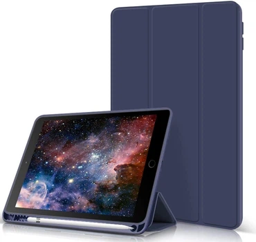 Силиконовый чехол обложка + Pencil Holder BBM1 для iPad 10.2" 2019/2020/2021 Синий