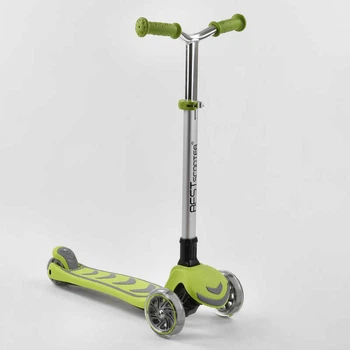 Самокат трехколесный (Y-00436) Best Scooter, складной алюминиевый руль, колеса PU со светом